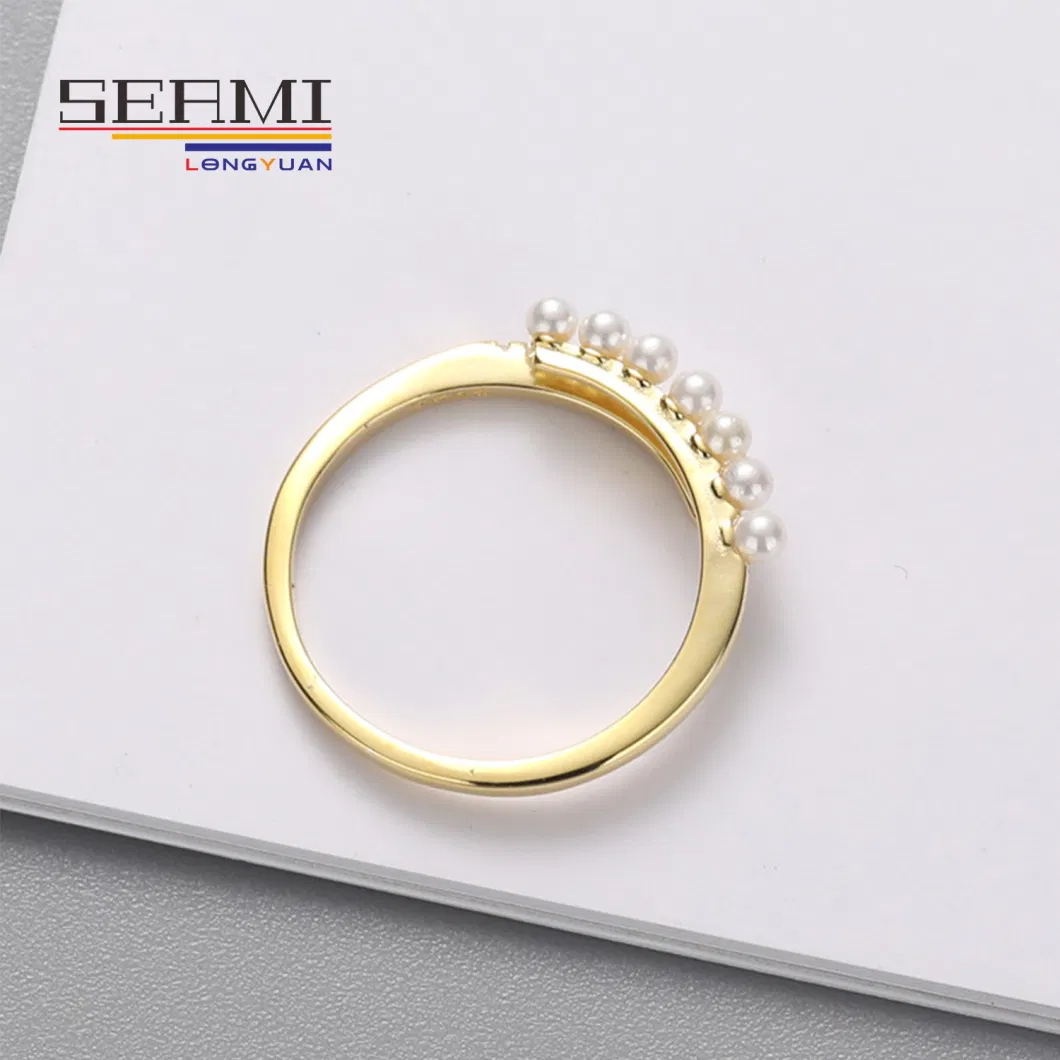 Minimalist Adjustable Pearl 14K Solid Gold Diamond Rings for Women