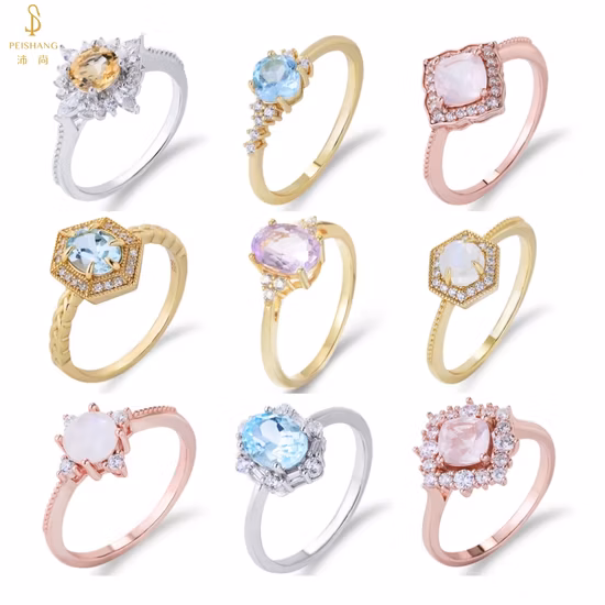 Fashion Jewelry 18K Gold Plated Rings for Women Men Wedding Rings Engagement Gold Ring Custome Design for Couples Fine 925 Sterling Silver Ring Jewelry