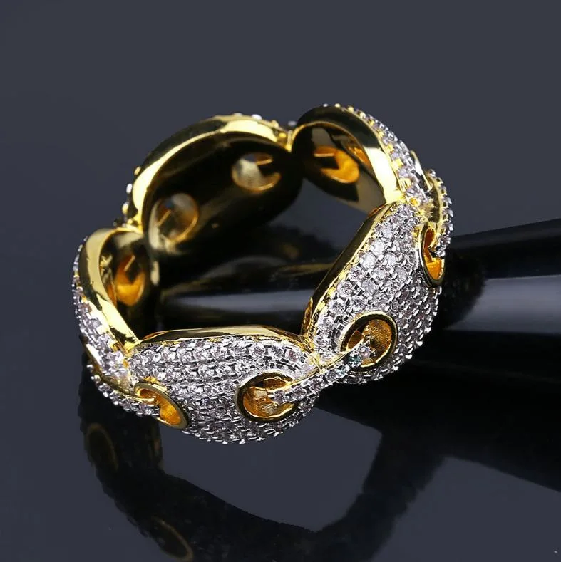 Fashion Jewelry Hip Hop Unique High Quality CZ Pig Nose Chain Coffee Bean Ring