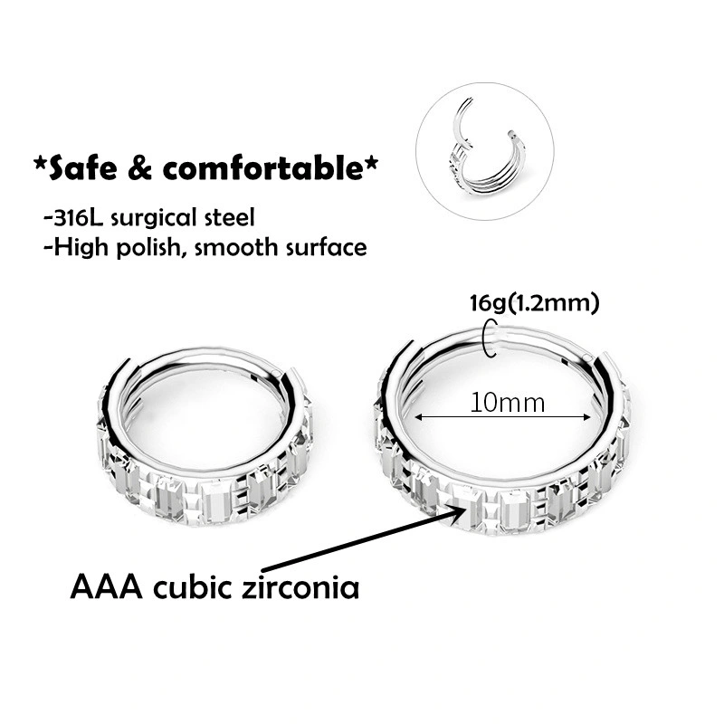 316L Surgical Stainless Steel Hinged Body Piercing Jewelry Lip Rings Septum Rings and Nose Rings Hoops for Women Men