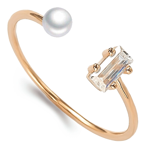 925 Silver 14K 18K Solid Gold Fashion Pearl Jewelry Light Ring