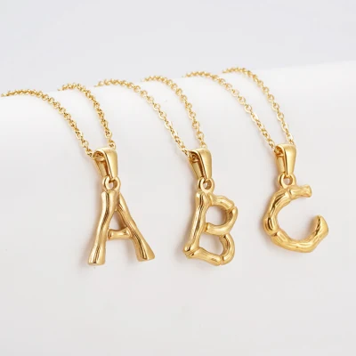 Stainless Steel Gold Initial Letter K Pendant Monogram Necklace Jewelry Women