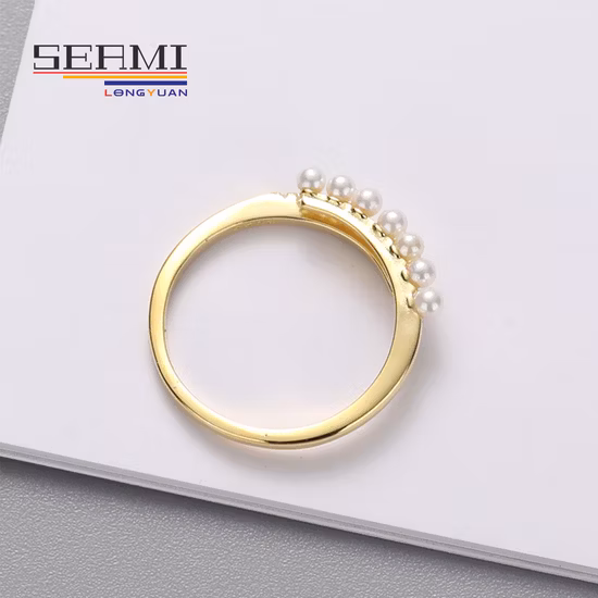 Minimalist Adjustable Pearl 14K Solid Gold Diamond Rings for Women