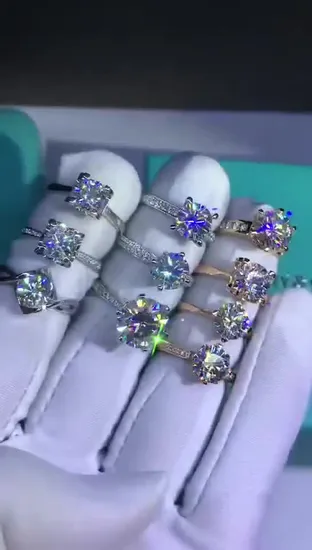 Moissanite Jewelry Solitaire Cluster 925 Sterling Silver White Gold 1CT Vvs Diamond Engagement Moissanite Rings for Women