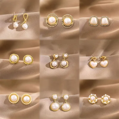 Trendy Style Imitation Pearl Design Stud Earrings Exquisite Wearable Jewelry