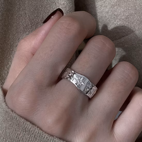 Korean Version of S925 Sterling Silver Loe Open Ins Pearl Ring