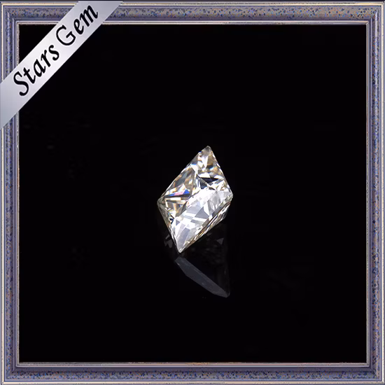 Square Glamour Princess Cut White Synthetic Moissanite