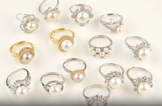 White Ice and Snow Crown Pearl Ring for Women