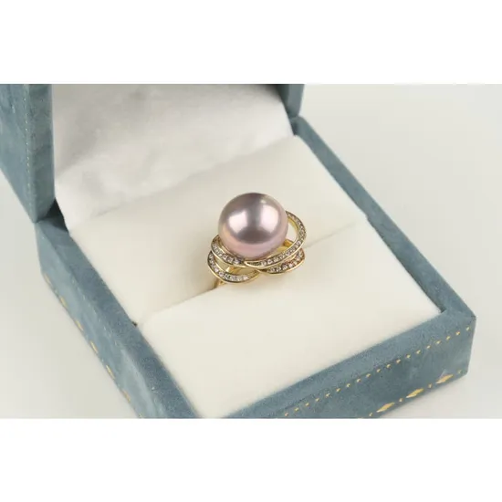 Plated Silver Natural Edison Pearl Ring for Women Birthday Gift