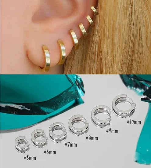 925 Sterling Silver Minimalist Plain Round Hoop Earrings for Women