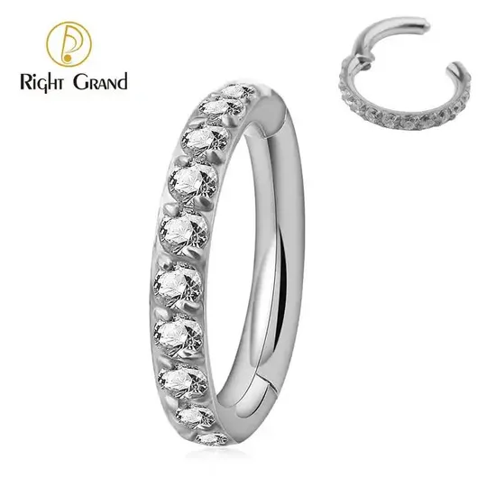 Titanium ASTM F136 Beads Segment Hinged Nose Ring Clickers 