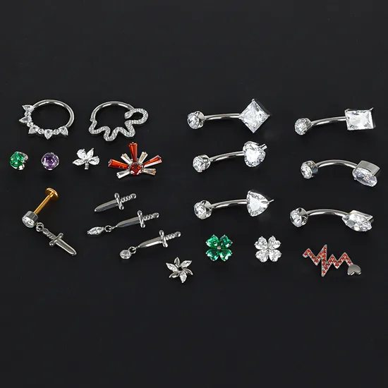 Gzn Newest Body Piercing Jewelry Labret Belly Button Ring Helix Earring Navel Ring Hinged Segment Nose Ring 