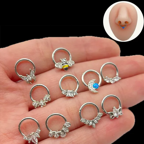 Various Styles of Stainless Steel Inlaid Zircon Body Piercing Nose Ring 