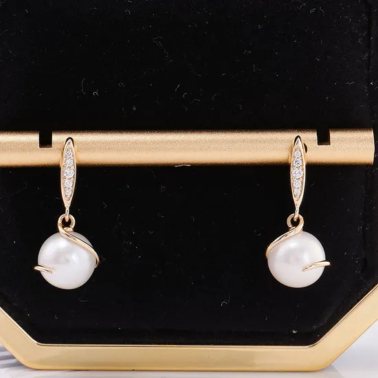 Fabulous 14K Gold Diamond and Pearl Drop Earrings Diamond & Pearl Dangling Earrings Large Pearl Drops Minimalist Wedding Jewelry 