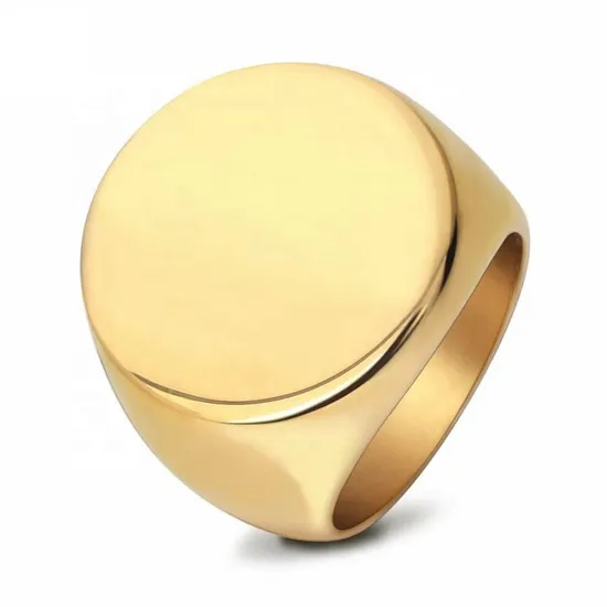 Fashion Male Jewelry 18K Gold Plated High Polished Ring for Men 