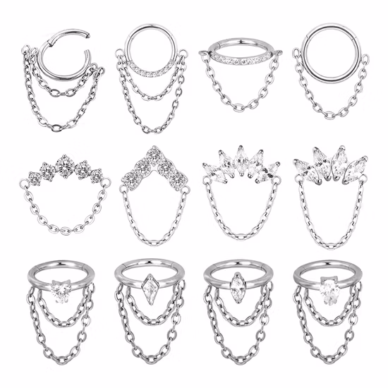 ASTM F136 Titanium Segment Clicker Hinged Nose Rings