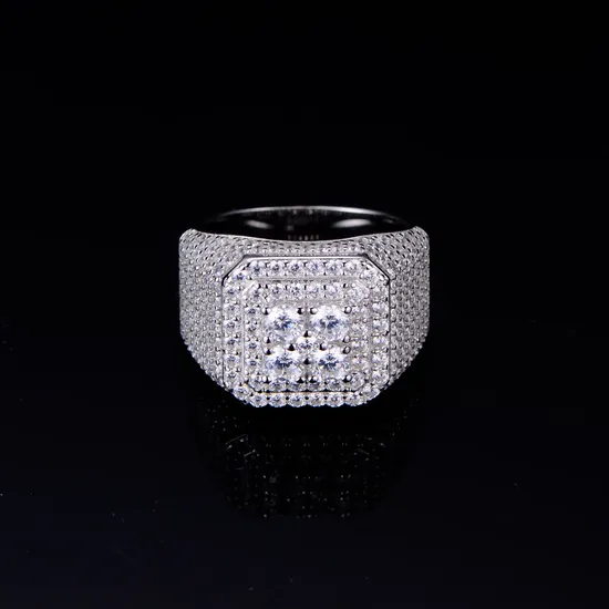 Men′s 925 Silver Ring Full Moissanite Inlaid