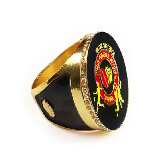 Custom Logo Zinc Alloy Metal Ring Stainless Steel Gold Plated Hiphop Men′s Ring 