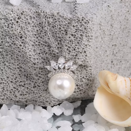 Fashion Silver Jewelry with CZ and Fresh Water Pearl